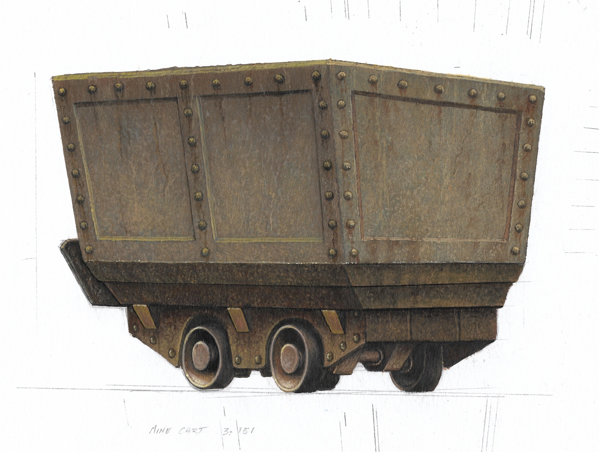 A mine cart element painted by Colin Howard for a scene in Episode 3.