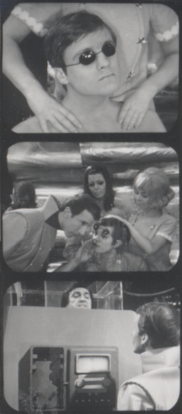 Telesnaps from Episode 1 showing the edited "rough-and-tumble" scene.